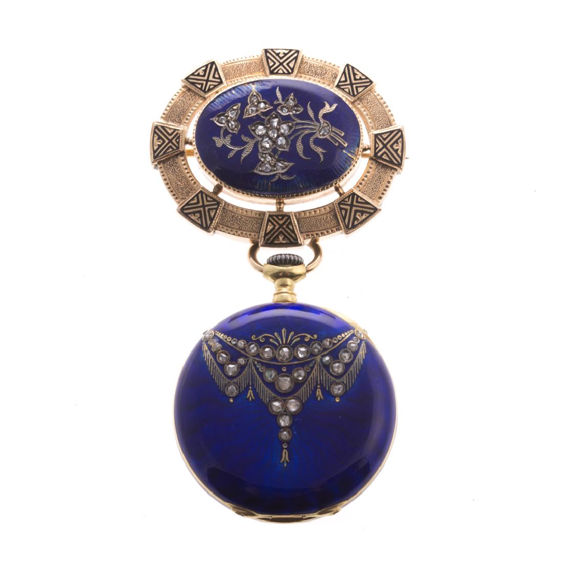 A Lady's Tiffany & Co. Enameled Pendant Watch (1 of 7)