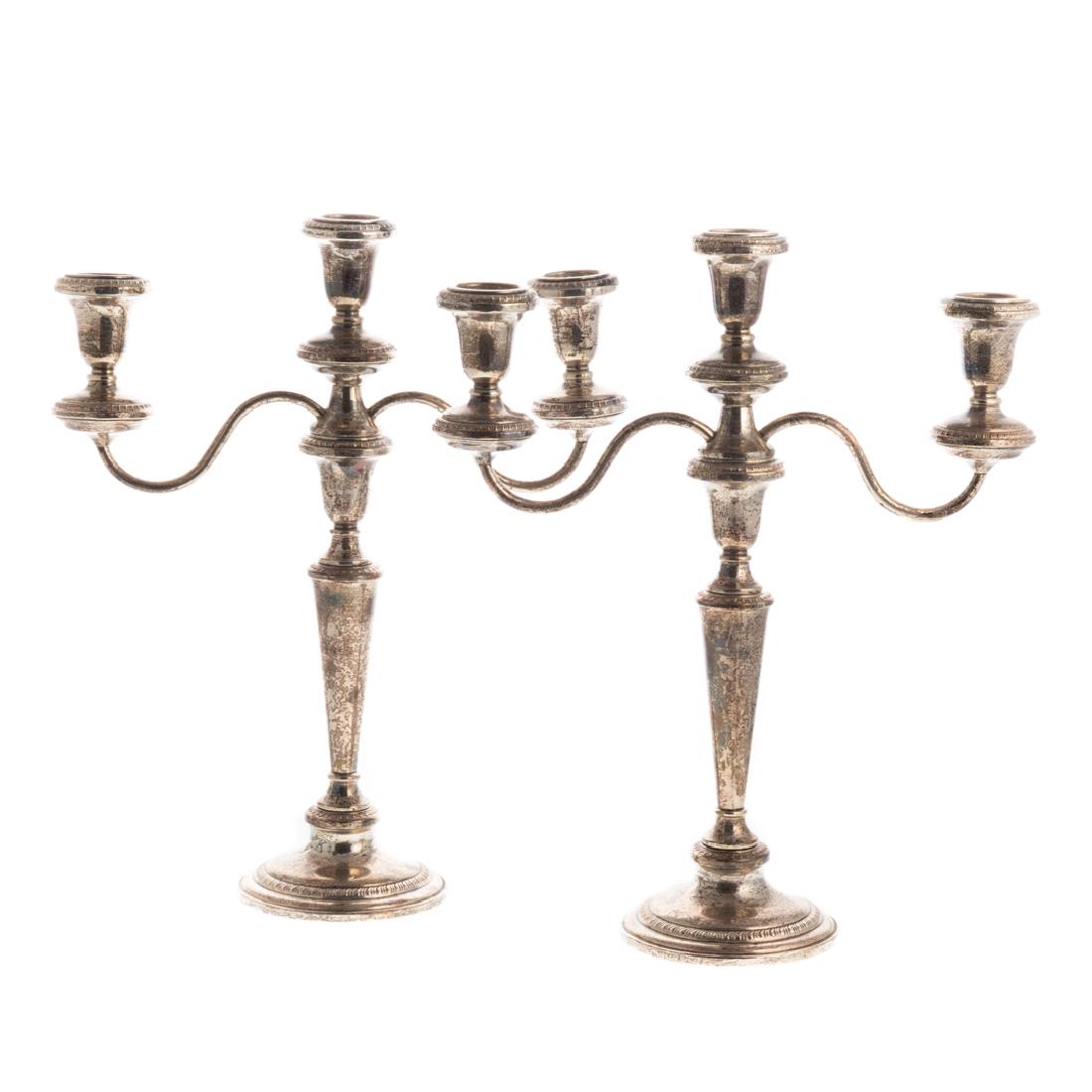 Pair of weighted sterling 3-light candelabra (1 of 4)