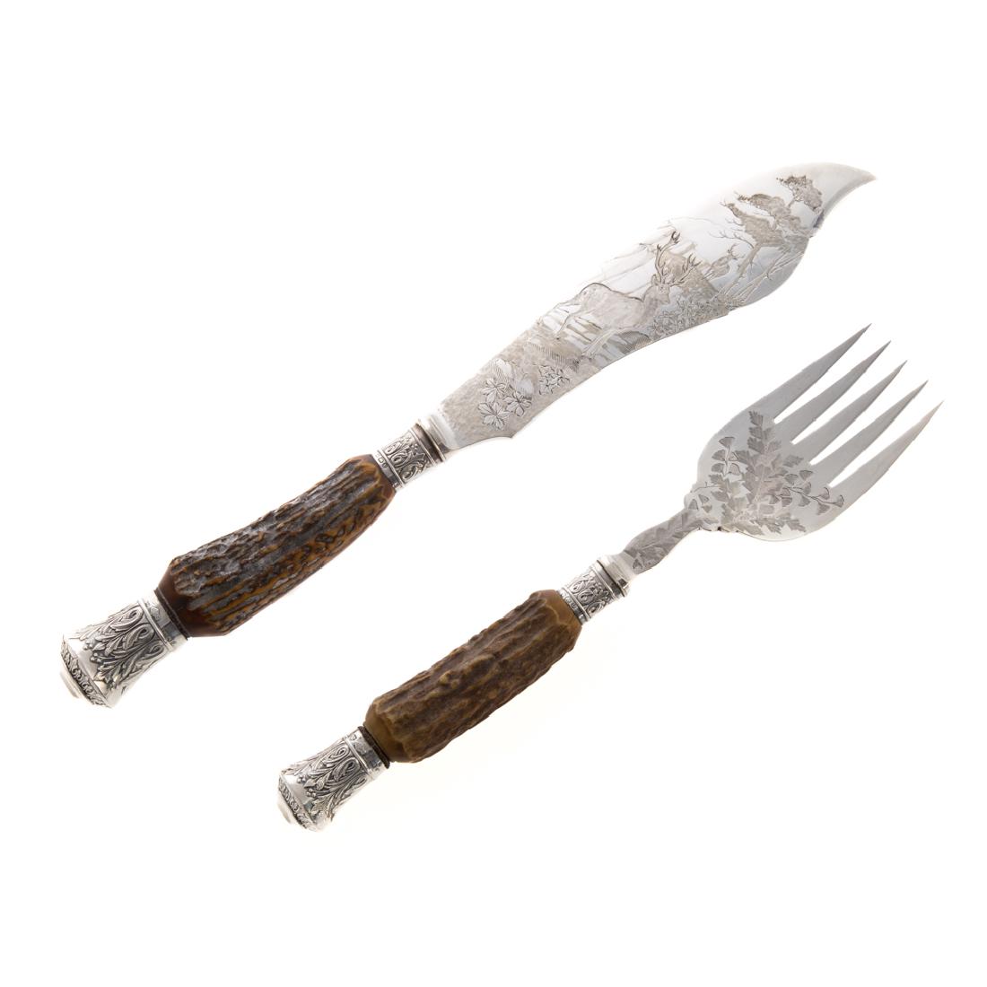 Sheffield fish set with stag horn handles (1 of 5)