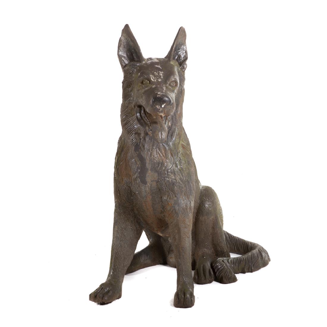 Life-size cast iron German Shepherd dog figure (1 of 4)