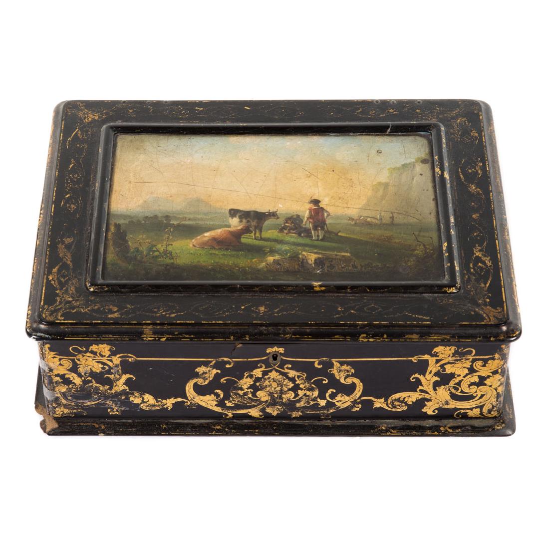 Jennens & Bettridge papier-mache sewing box (1 of 5)