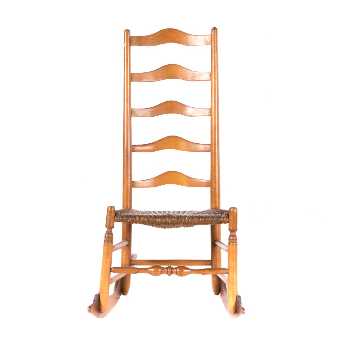 American tiger maple ladder back nursing chair (1 of 4)