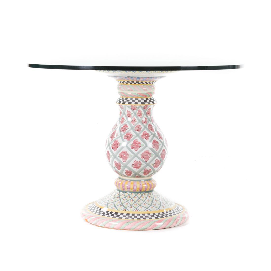 MacKenzie Childs painted pedestal center table (1 of 7)