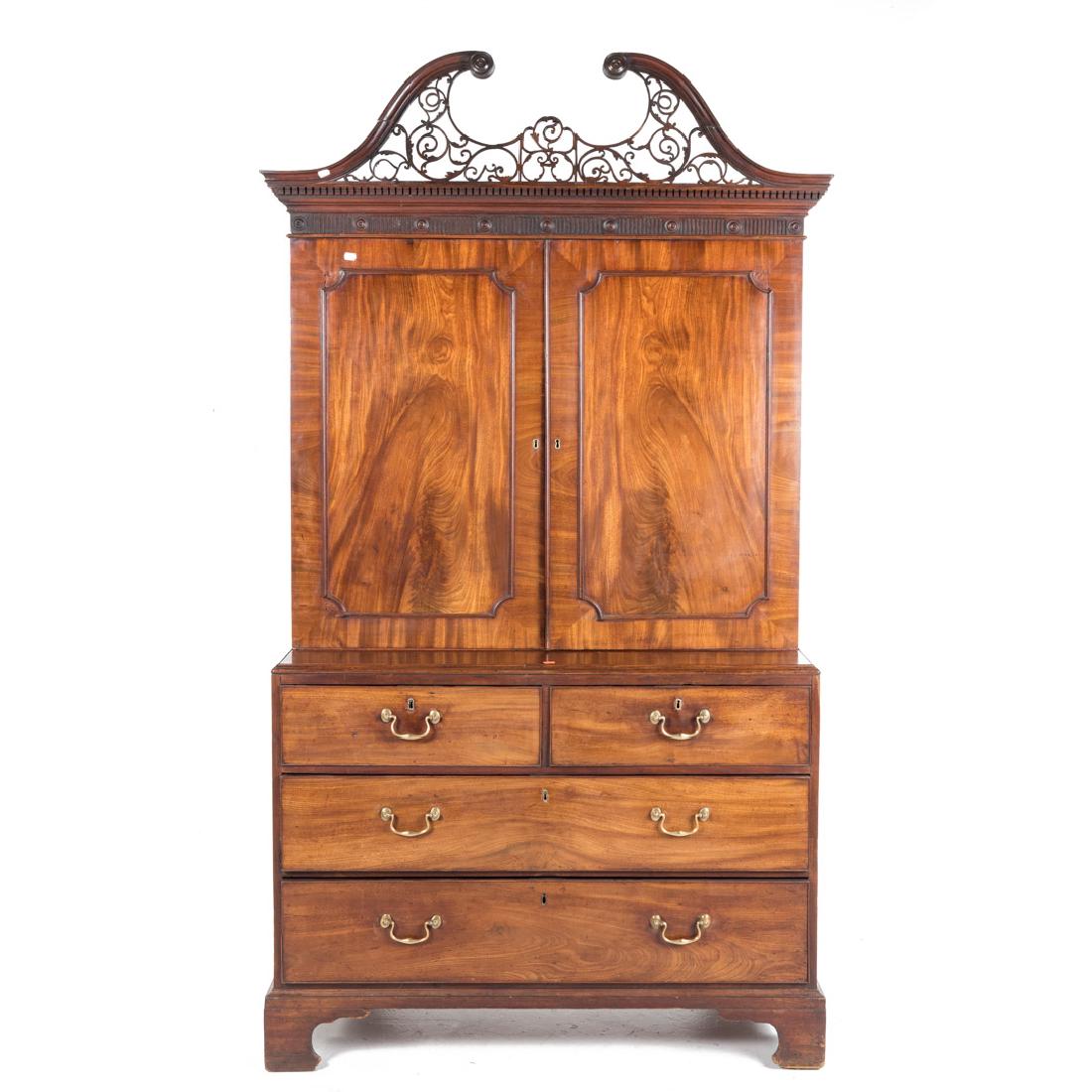 George III mahogany linen press (1 of 6)