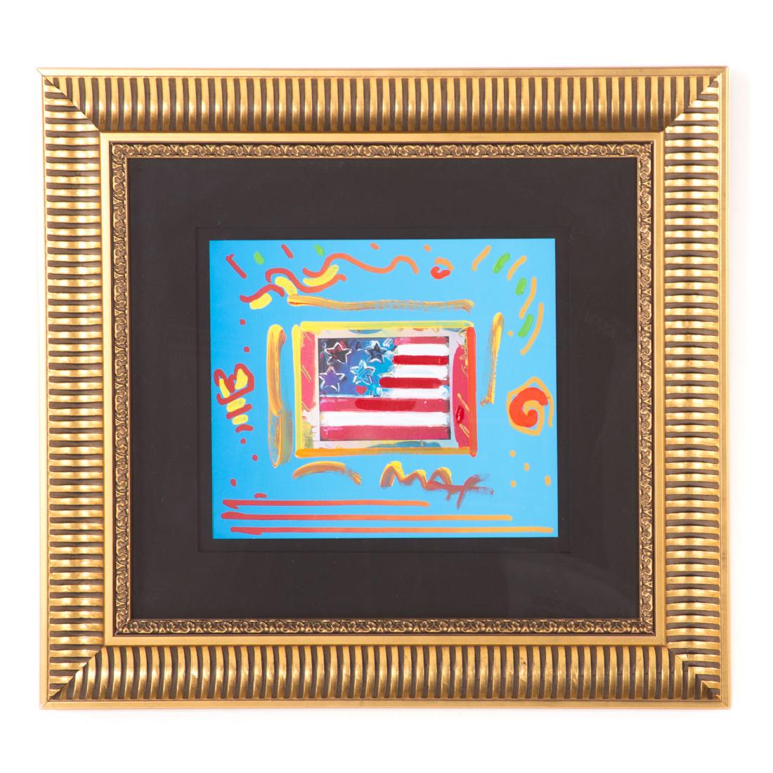 Peter Max. "Flag with Heart," enhanced serigraph (1 of 4)