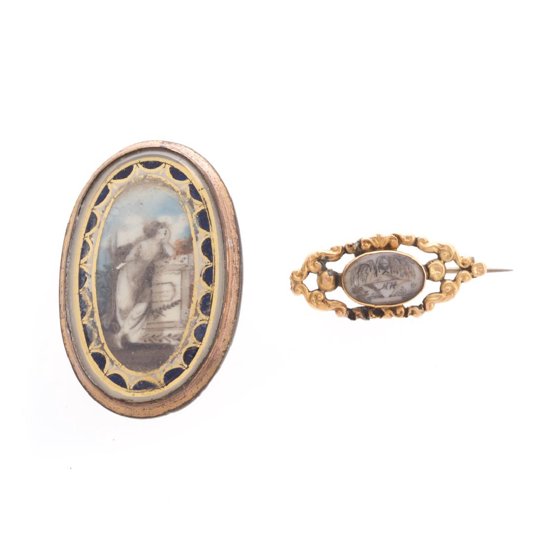 A Painted Miniature Brooch & Mourning Pin (1 of 4)