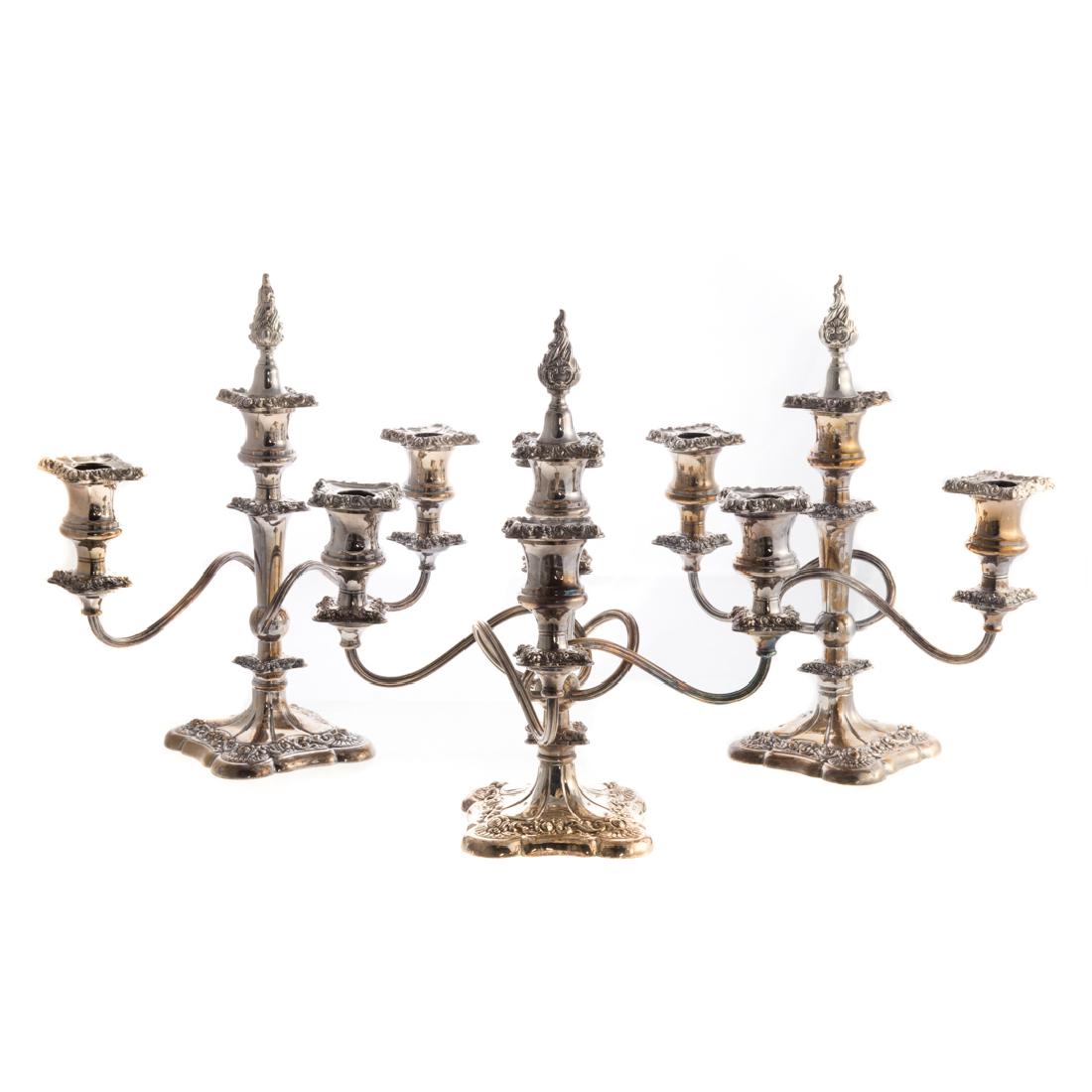 Three Rococo silver plated candelabrum (1 of 4)