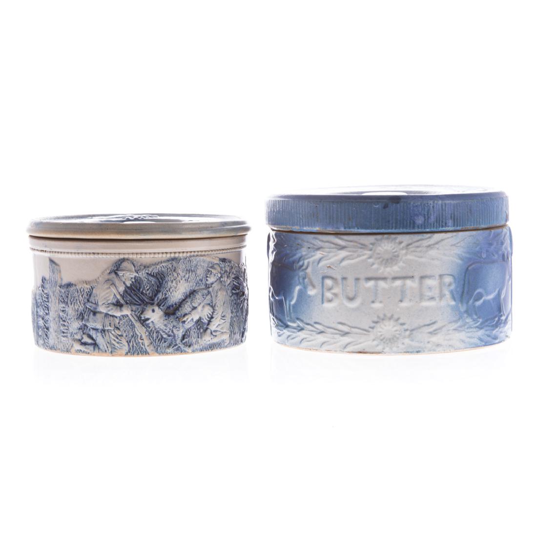 Two German salt glaze stoneware butter crocks (1 of 5)