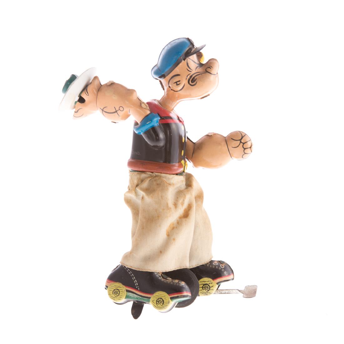 Linemar tin wind-up Popeye the Skater (1 of 3)