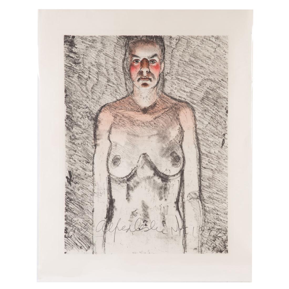Alfred Leslie. Female Nude, color lithograph: (American, b. 1927). Ed. SSWS, signed and dated "Alfred Leslie, 1992" lc, 39 1/2 x 29 1/2 in., unframed