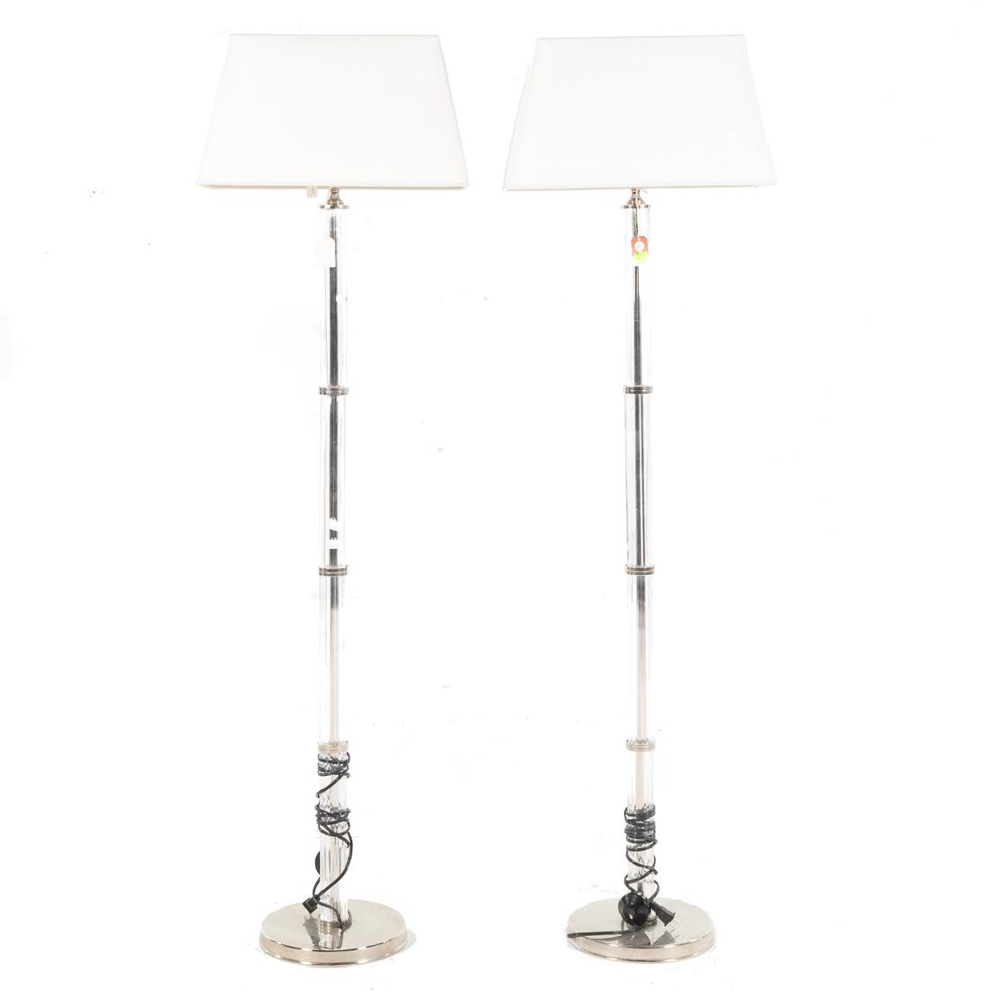 Pair Arizzi glass and chrome floor lamps (1 of 3)