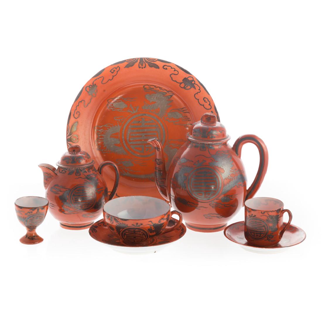 Japanese silver overlay porcelain dinner service (1 of 6)