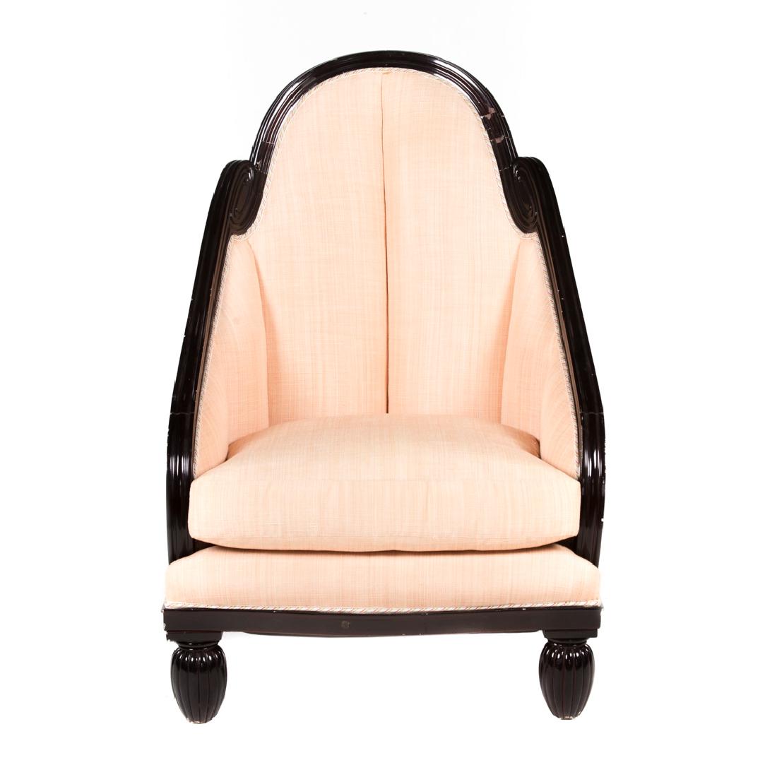 French Art Deco black lacquer upholstered bergere (1 of 4)