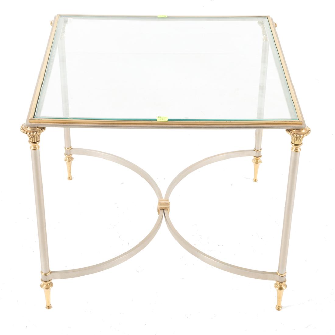 Contemporary brass & glass top center table (1 of 3)