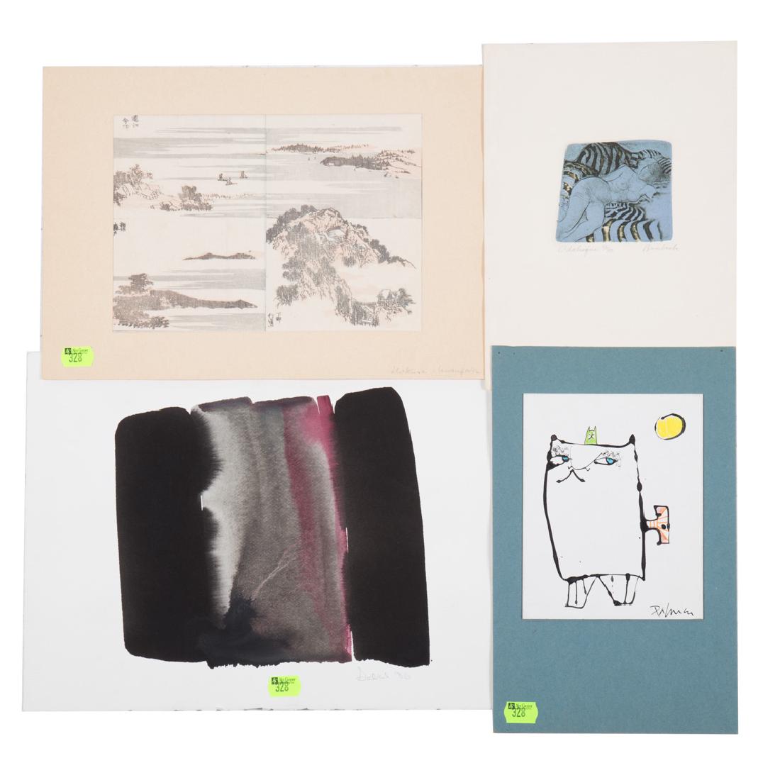 Four assorted unframed prints (1 of 3)