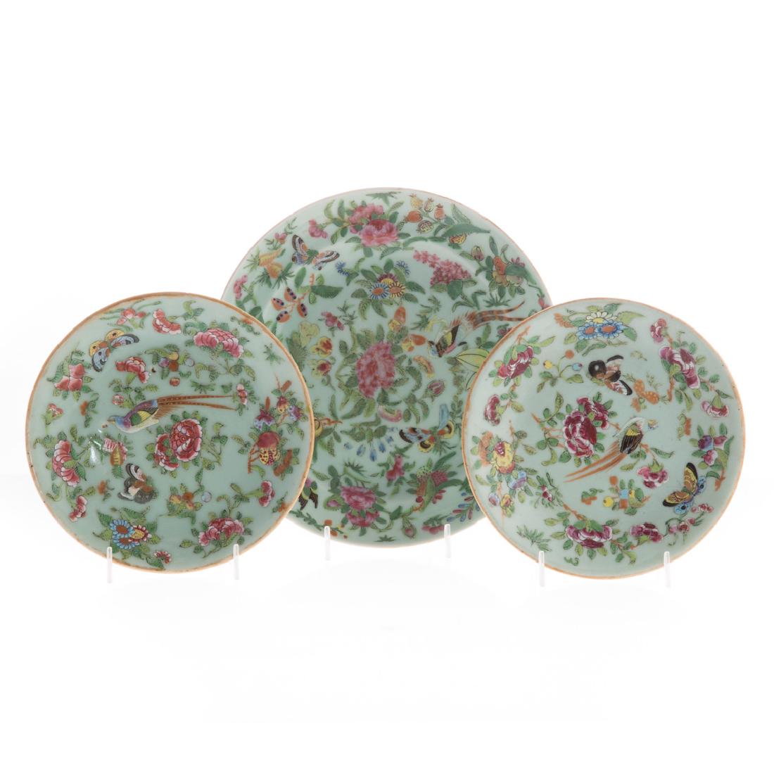 Three Chinese Export Famille Rose plates (1 of 5)