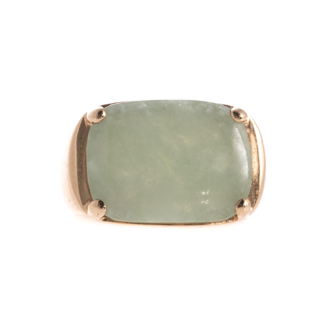 A Lady's Light Green Jade Ring in 14K Gold (1 of 4)