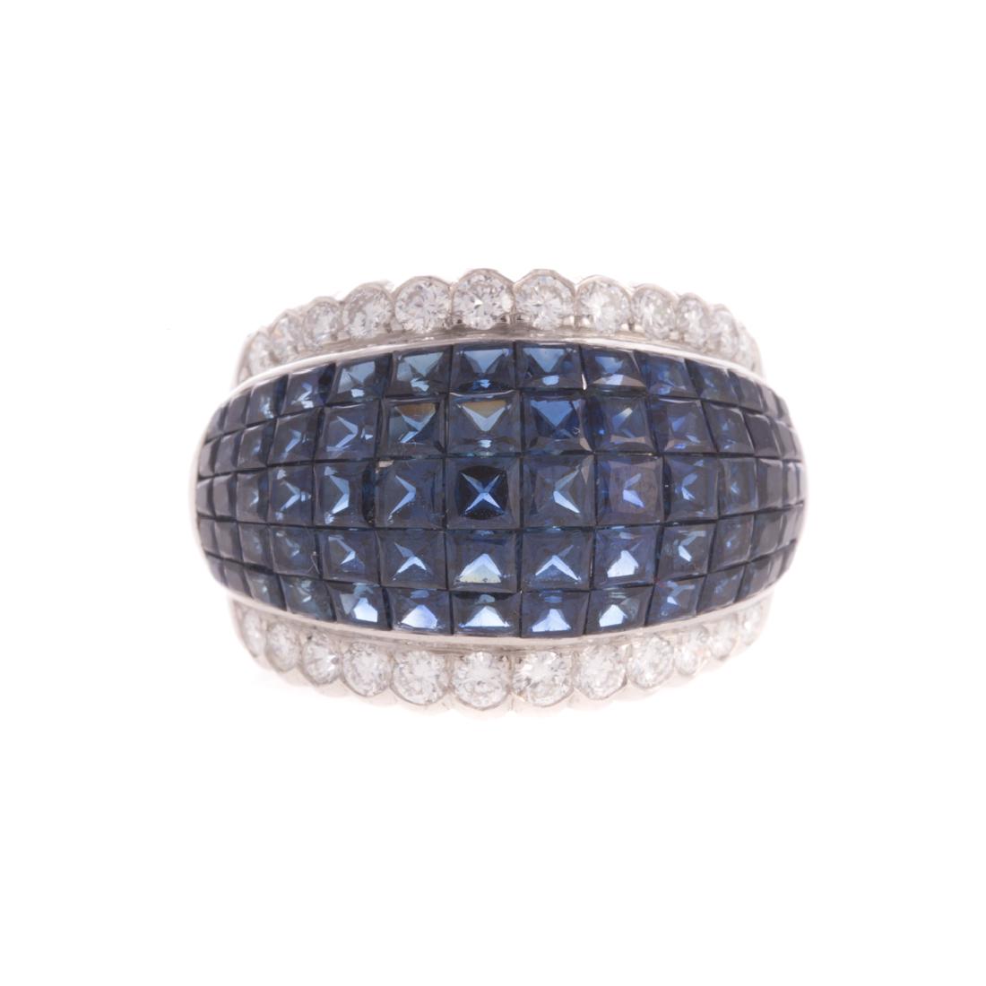 A Lady's Sapphire and Diamond Ring in Platinum (1 of 4)