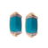 A Pair of 14K Turquoise & Diamond Hoop Earrings