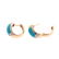 A Pair of 14K Turquoise & Diamond Hoop Earrings - 2