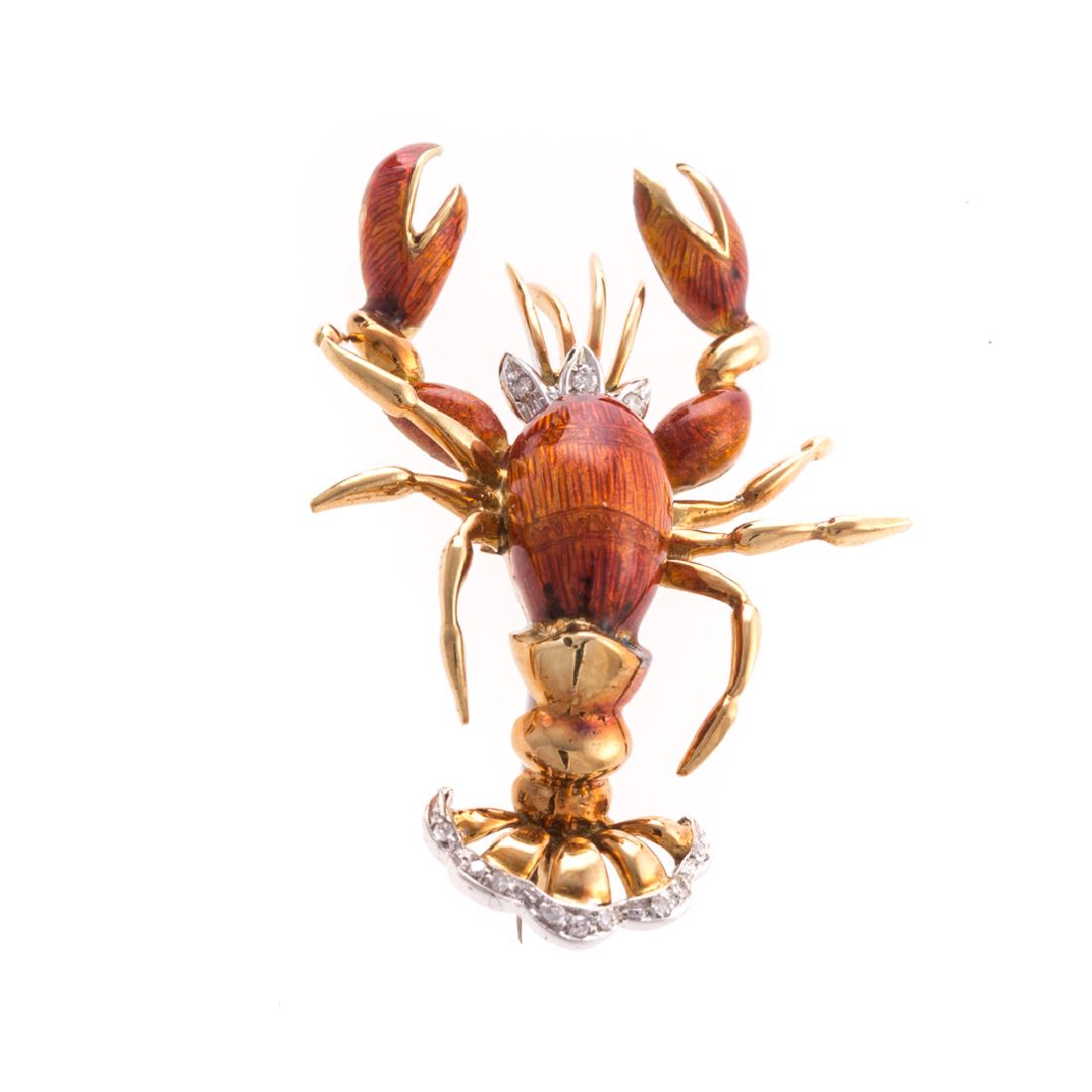 A 18K Enamel & Diamond Lobster Pin by Tiffany & Co (1 of 5)