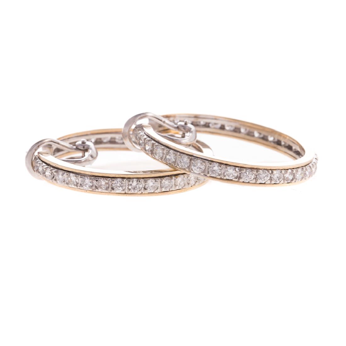 A Pair of Lady's 14K 3.50ct Diamond Hoop Earrings (1 of 4)