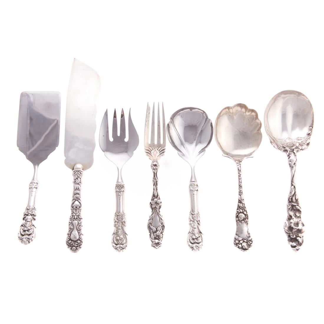 Seven American sterling flatware serving pieces (1 of 4)