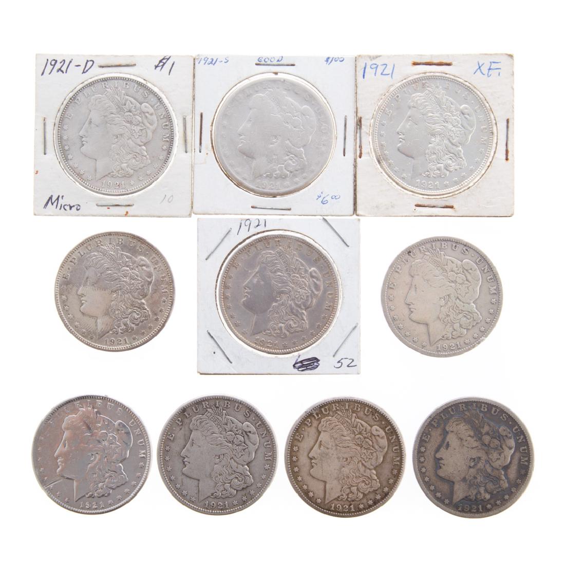 [US] Ten 1921 Morgan Dollars (1 of 2)