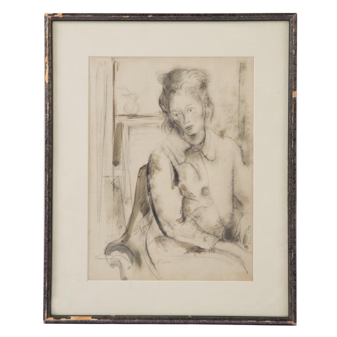 Joseph Floch. Portrait of a Woman, charcoal (1 of 3)