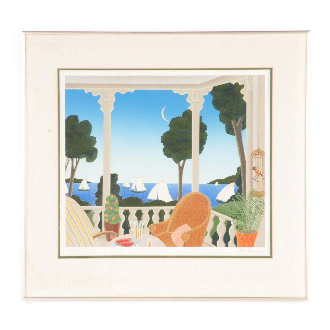 Thomas McKnight. Interior with Harbor View: (American, b. 1941). Serigraph, signed "McKnight" lr, numbered "AP 11/35" ll, image size: 13 3/4 x 16 in., framed.