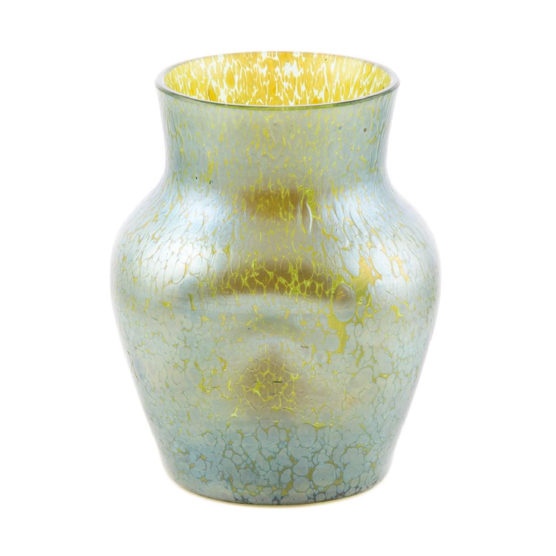 Loetz pinched oil spot glass vase: first quarter-20th century; 6 in. H.