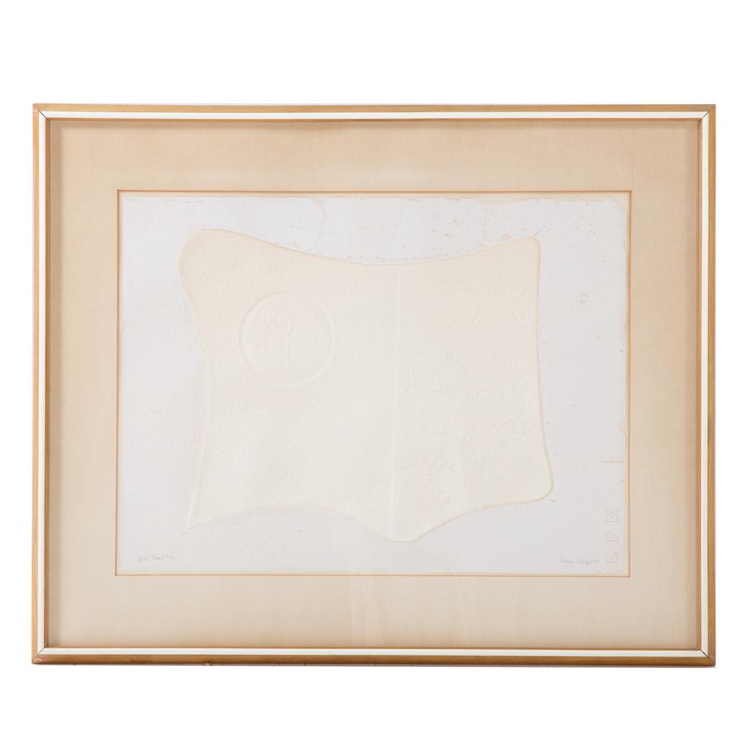 Boris Margo. "Open Book," screenprint and cellocut: (Ukranian/American, 1902-1995). Ed. 10/20, signed and dated "Boris Margo, '64" lr, 17 3/4 x 23 3/4 in., framed