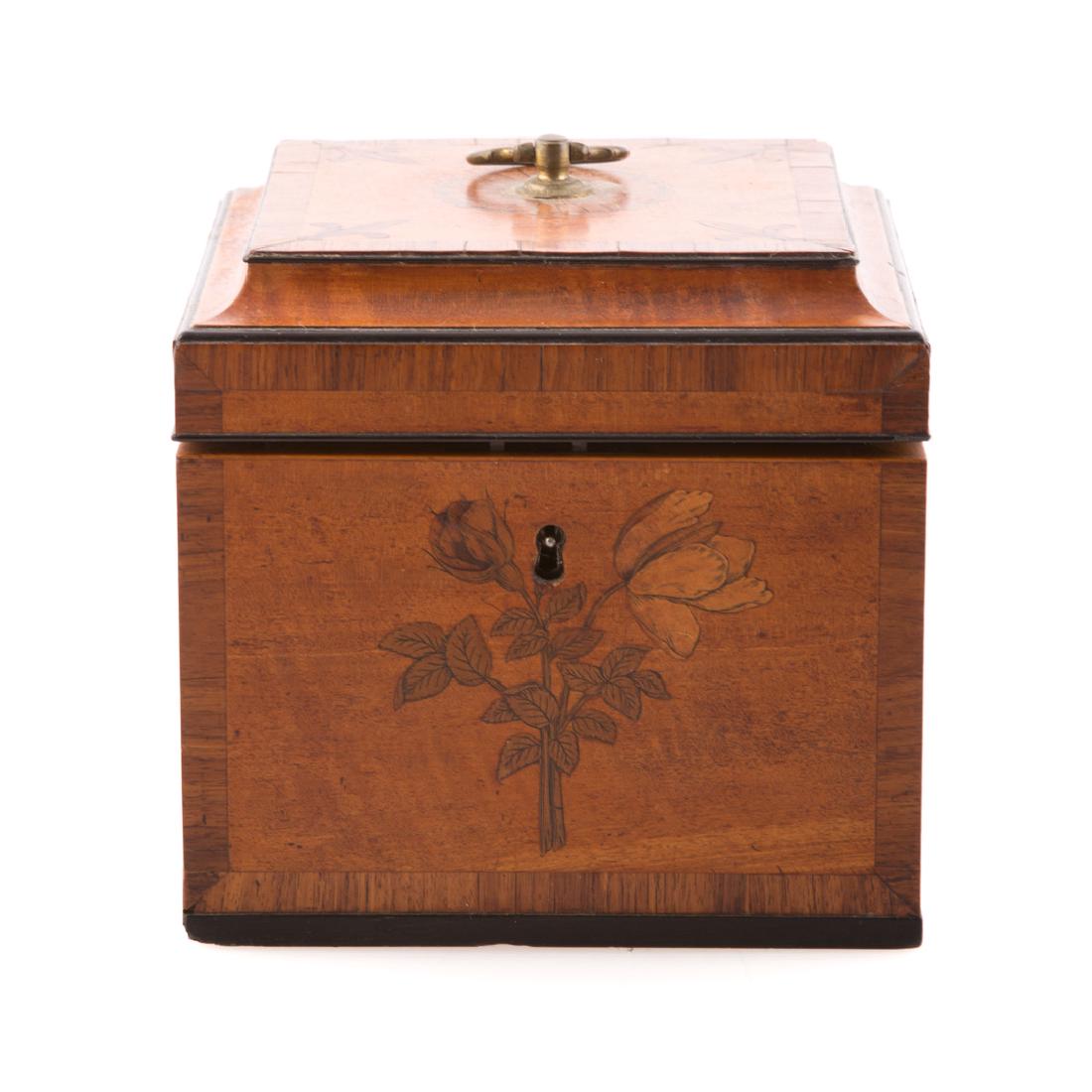 Victorian Adam style inlaid satinwood tea caddy (1 of 6)