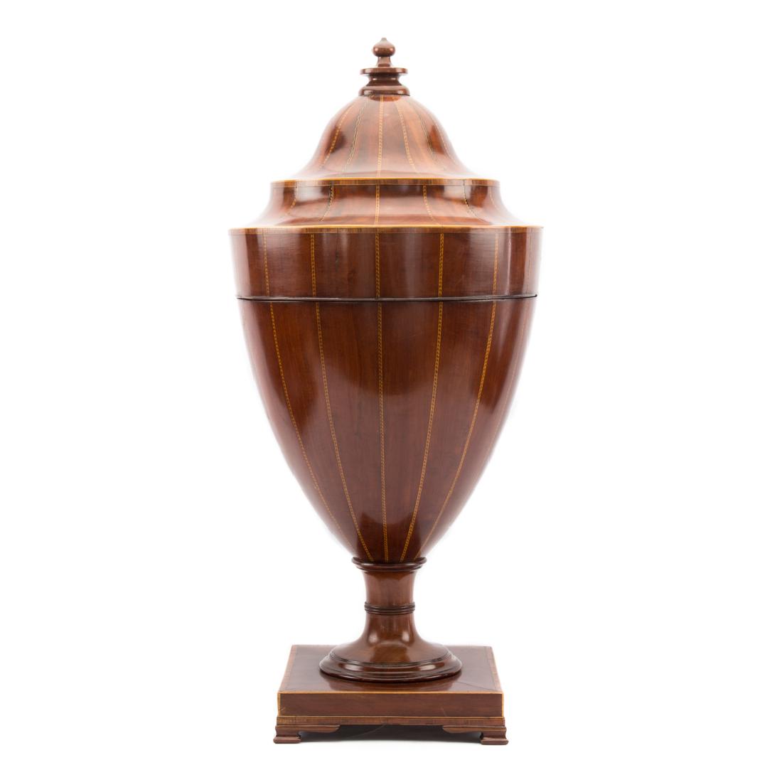 George III style inlaid mahogany knife urn (1 of 5)
