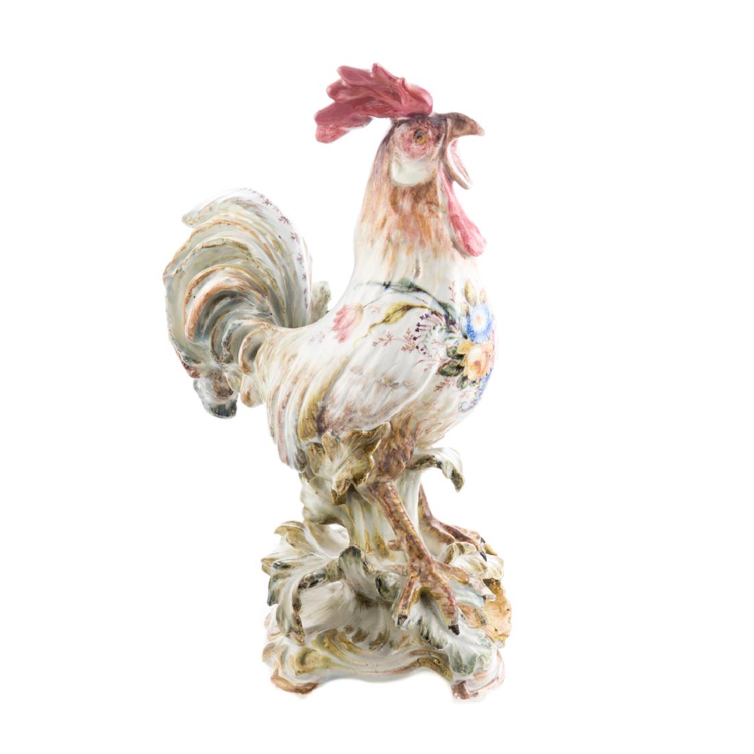 Continental polychrome faience chicken (1 of 4)