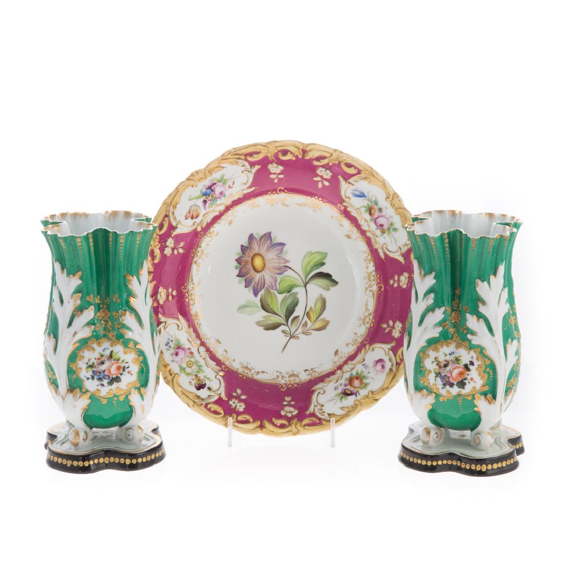 Pr. Paris Porcelain vases & English china compote (1 of 5)