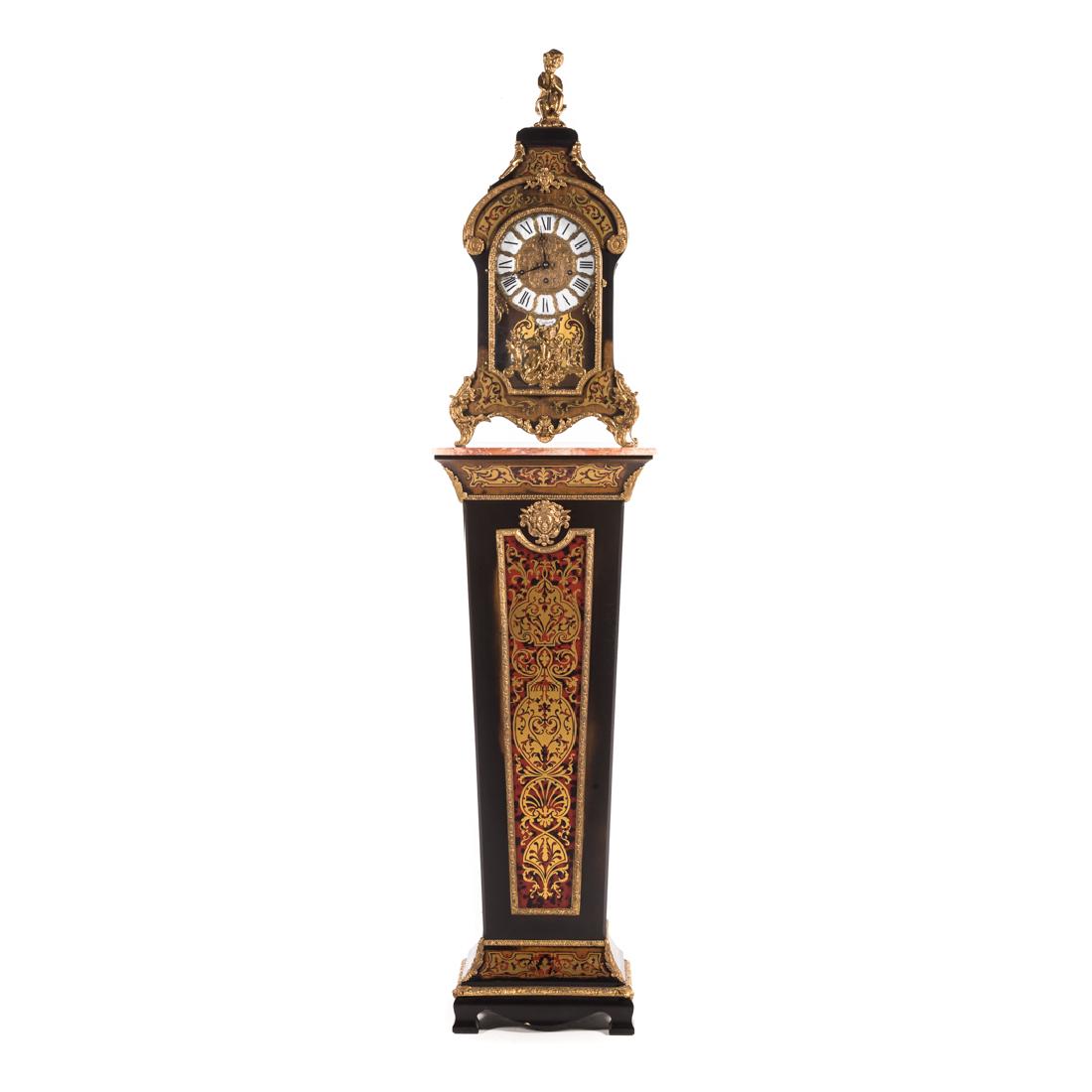 Louis XV style faux boulle clock and pedastal (1 of 6)