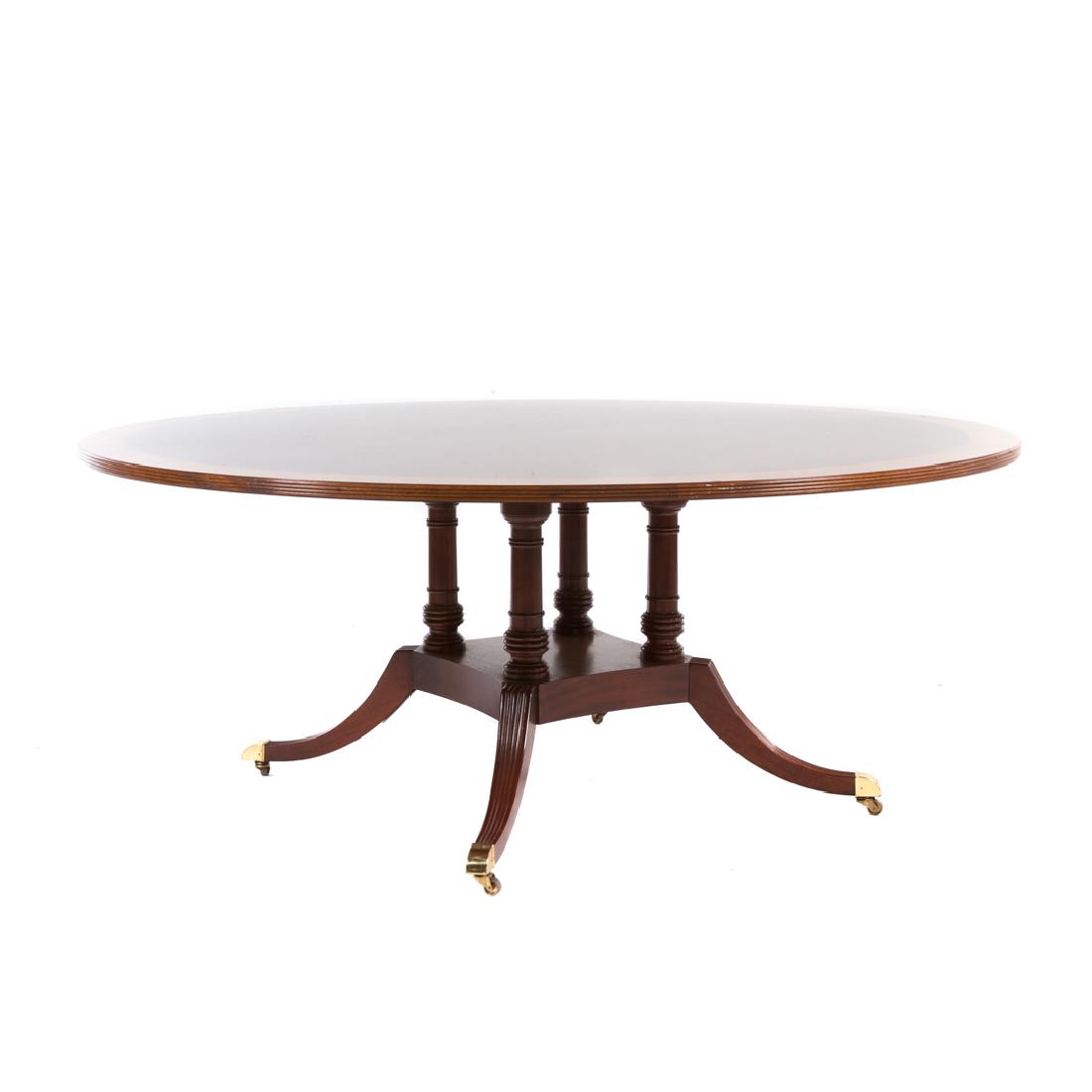 Sheraton style inlaid mahogany dining table (1 of 4)