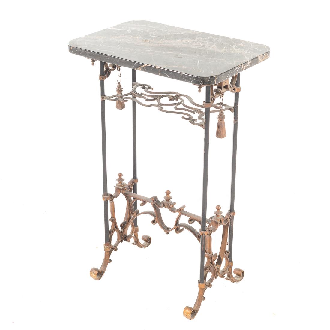 Spanish Revival marble and iron side table (1 of 4)