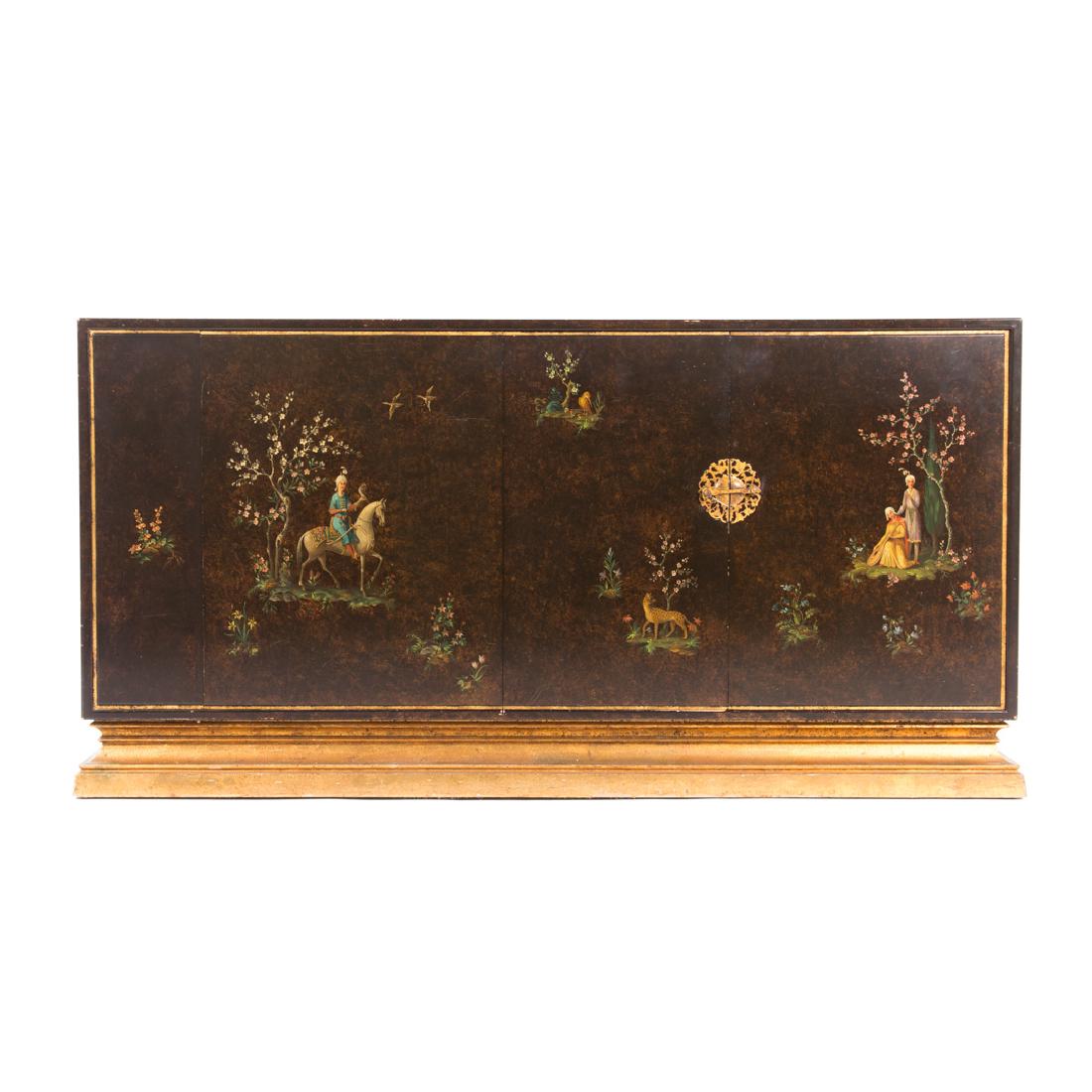 Contemporary faux lacquered parti-gilt credenza (1 of 7)
