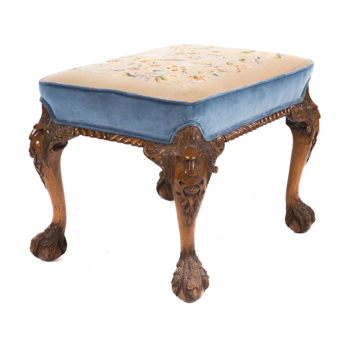 Irish Georgian carved walnut bench (1 of 5)