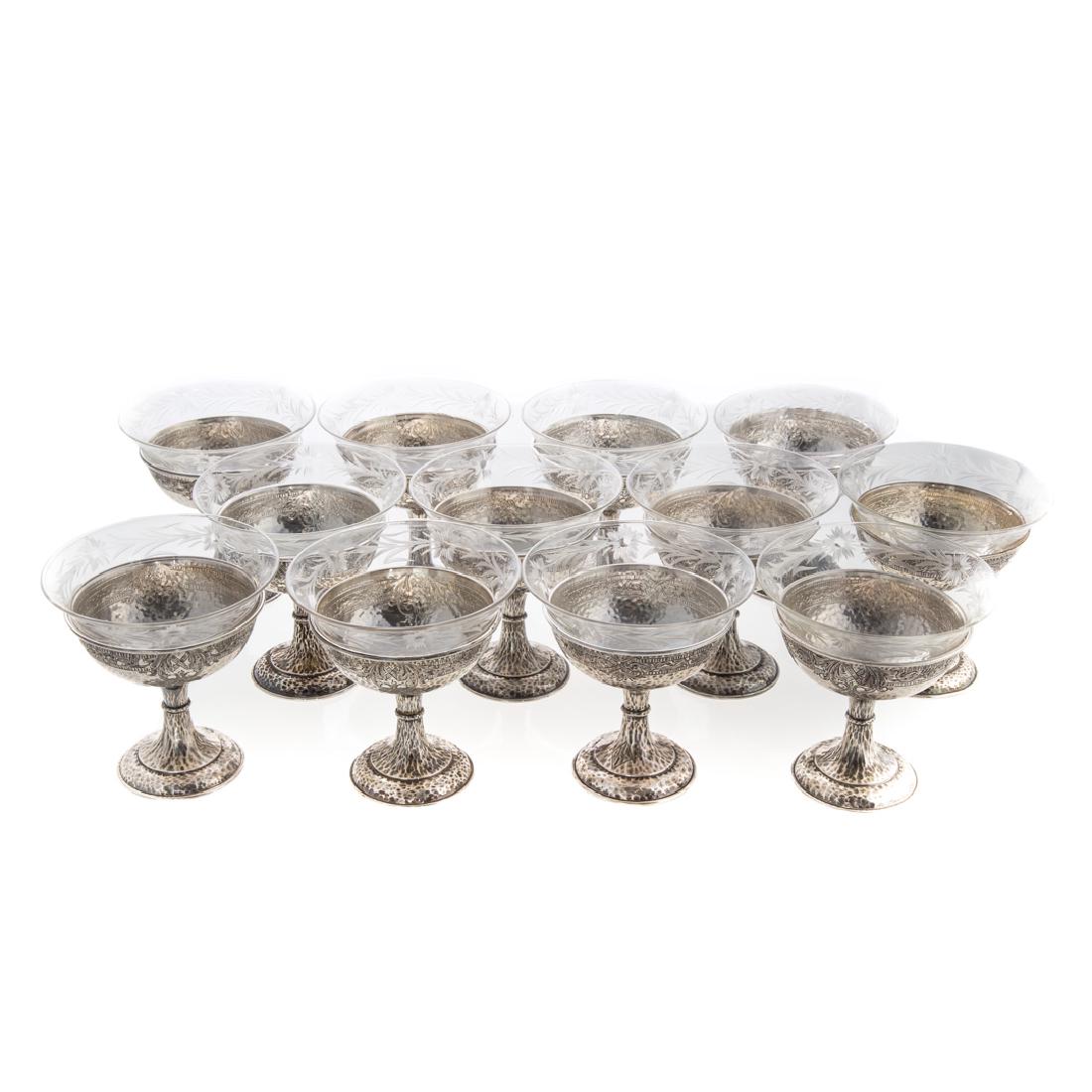 Schofield hammered sterling & crystal dessert cups (1 of 5)