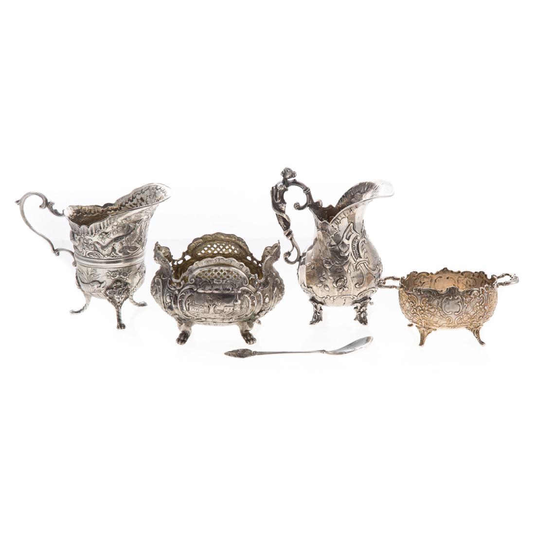 4 Continental silver cream pitchers & sugar bowls (1 of 9)