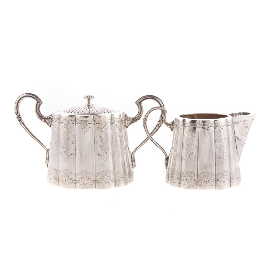 Classical style silver cream pitcher & sugar bowl (1 of 6)