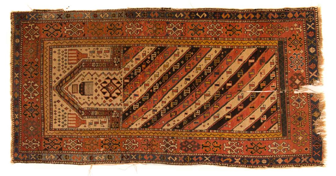 Unusual Gendje prayer rug, approx. 2.9 x 5.6 (1 of 4)