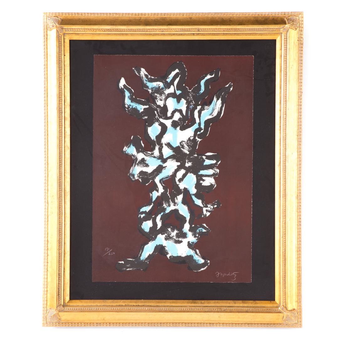 Jacques Lipchitz. Untitled, lithograph: (Lithuanian, 1891-1973). From the "Tree of Life" portfolio, ed. 171/250, signed "Lipchitz" lr, 25 3/4 x 18 in., framed; N. Isen, Philadelphia, PA signed C.O.A. on verso