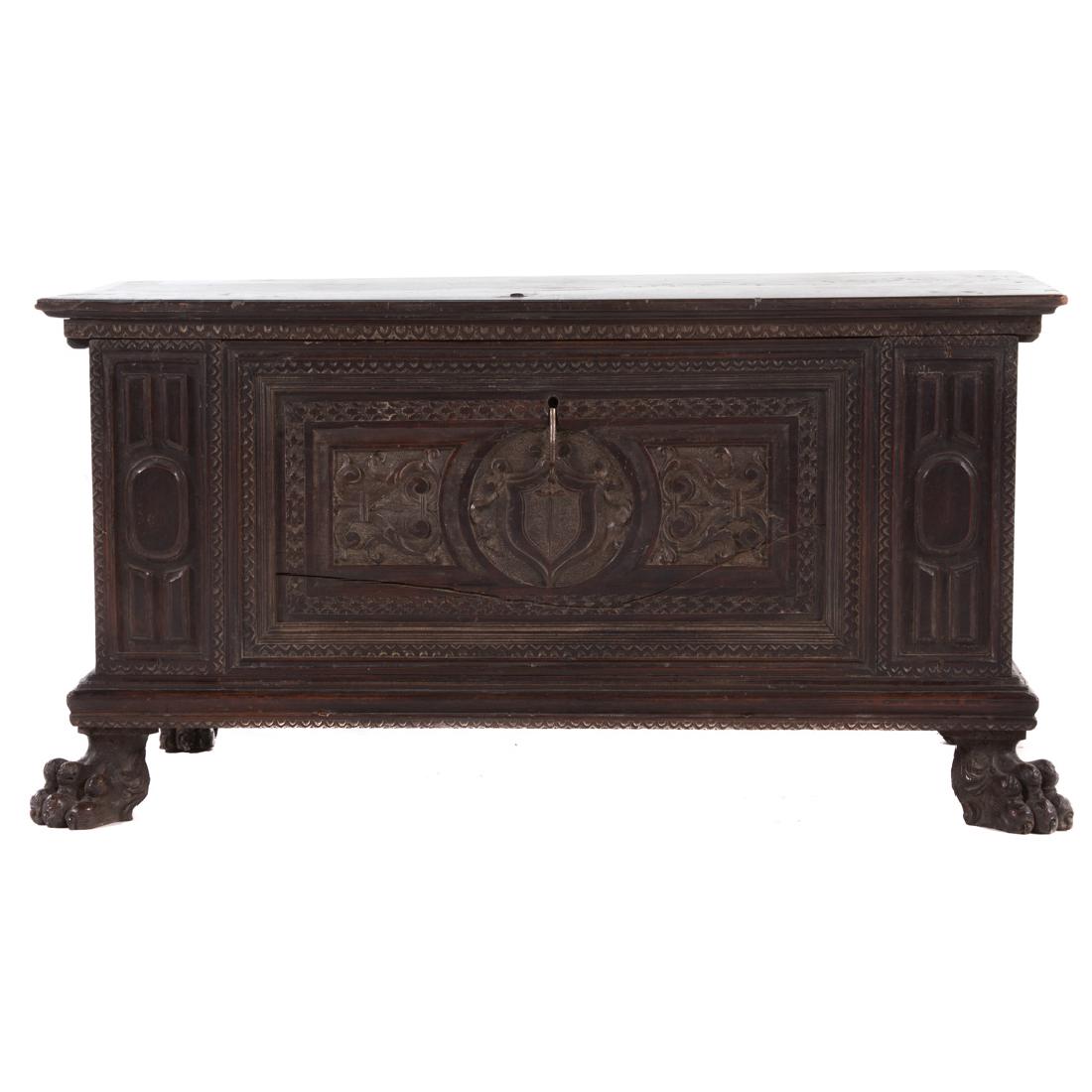 Italian carved walnut cassone (1 of 6)