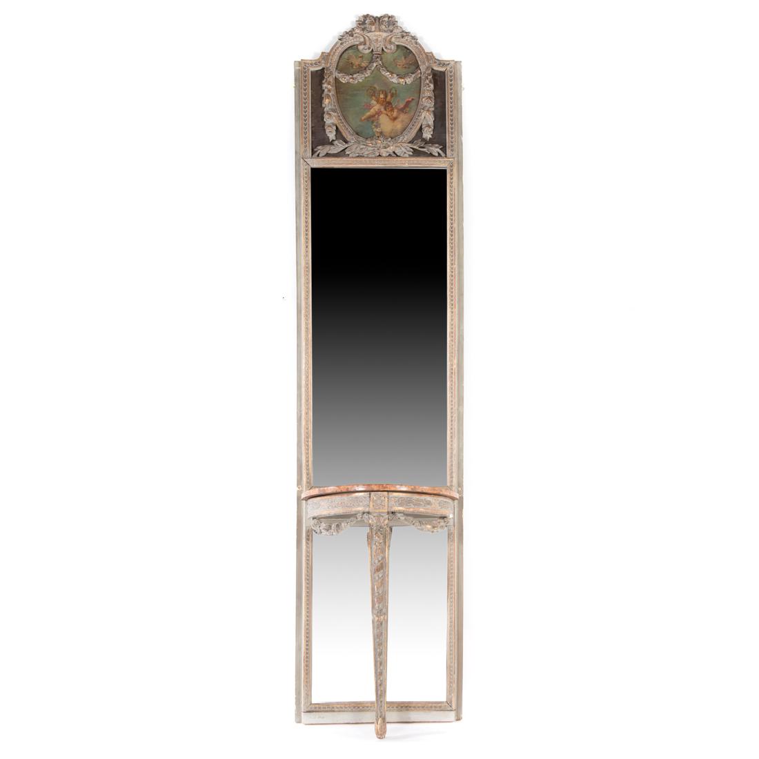 Louis XVI style painted parcel-gilt pier mirror (1 of 7)