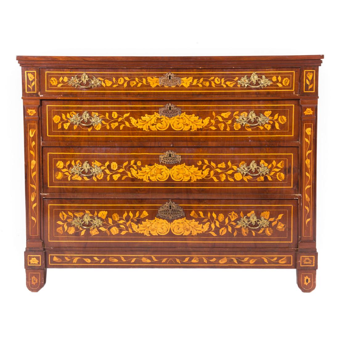 Dutch mahogany marquetry inlaid commode (1 of 7)