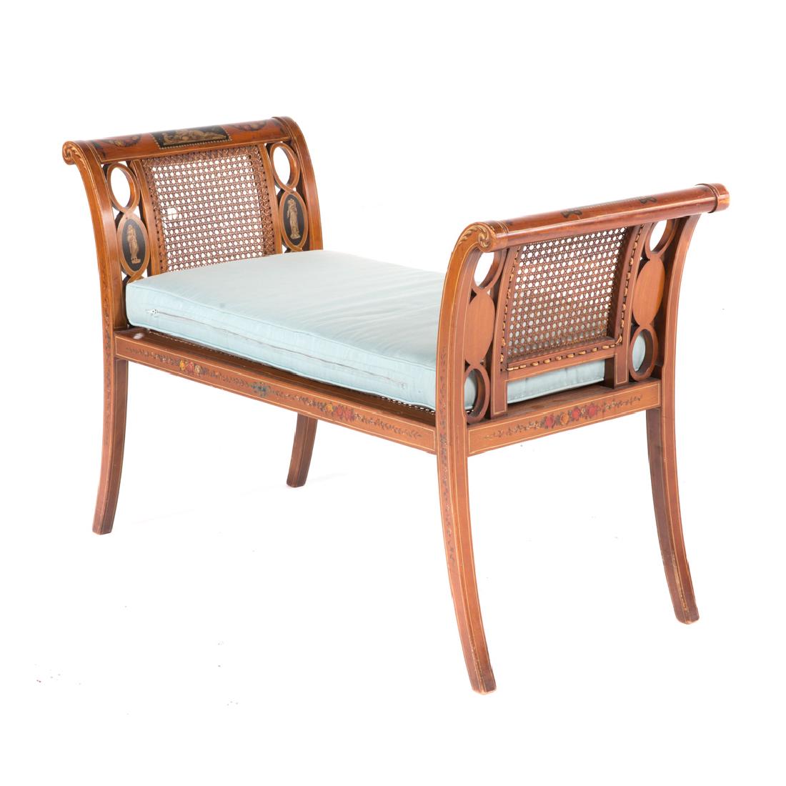 Edwardian Adam style painted satinwood windowbench (1 of 5)